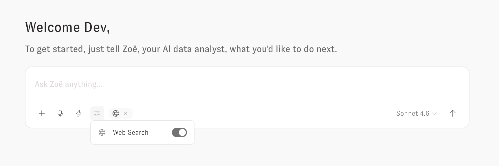 Toggling Web Search on for an individual conversation