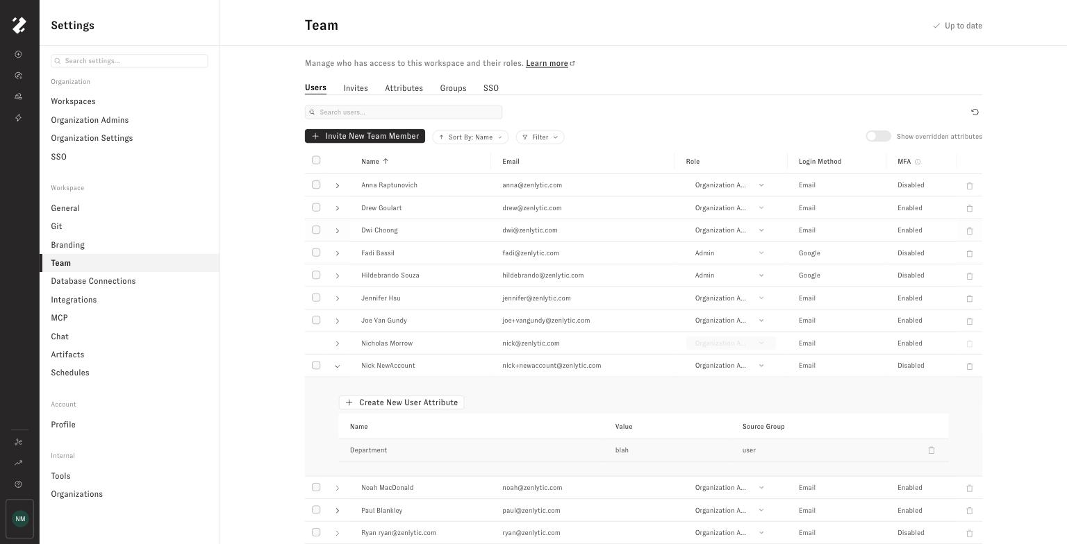 Department attribute set to blah on an individual user