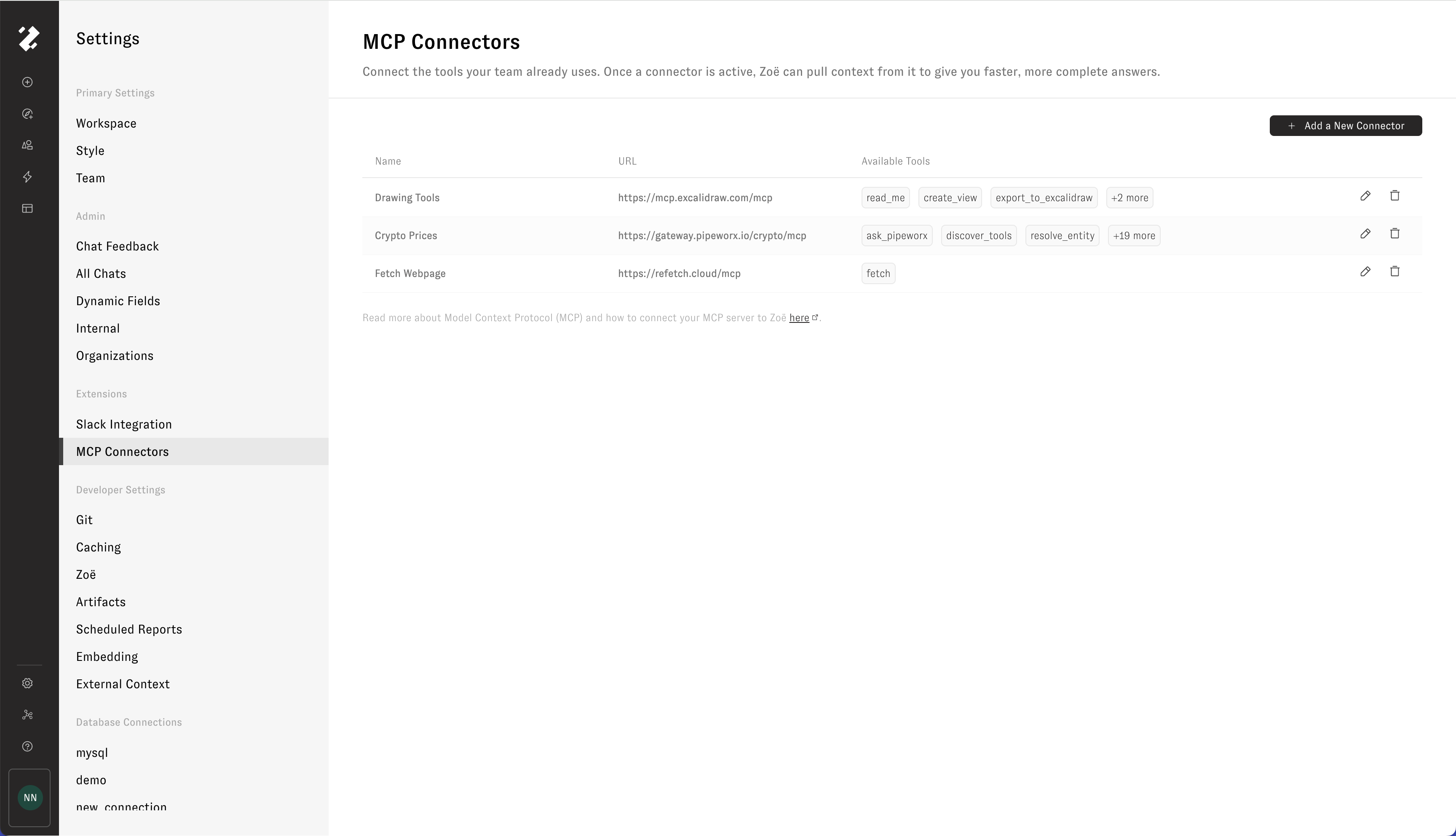 Testing MCP connection details